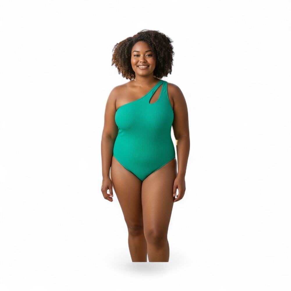 Old Navy NWT Women’s 3X Aqua One shoulder One-piece Swimsuit